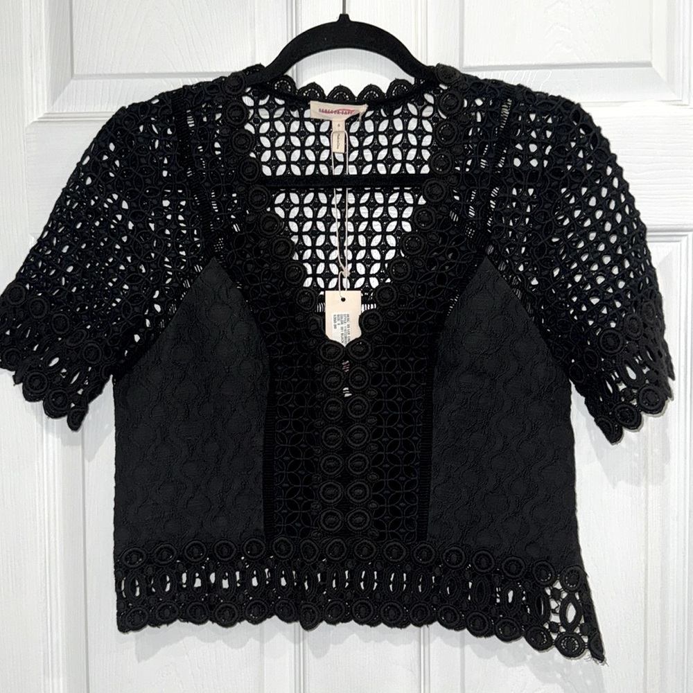 Rebecca Taylor Lace Crochet Crop Top